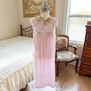pink nightgown  vintage pink nightgown size medium soft sheer 80s delicate